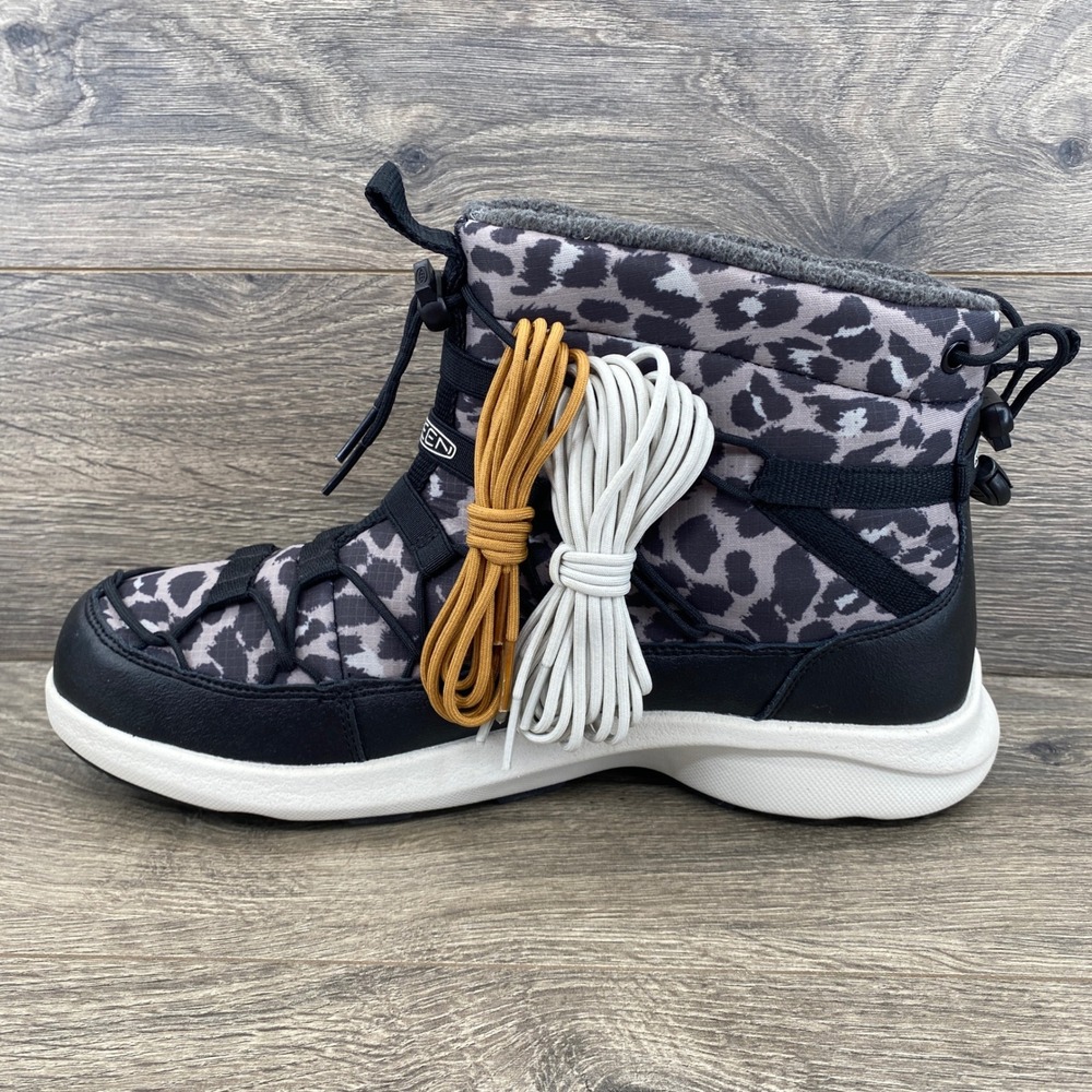 Keen Hoodoo III Winter Boots Womens 10.5 Black Grey Leopard Print Waterproof - Picture 7 of 7